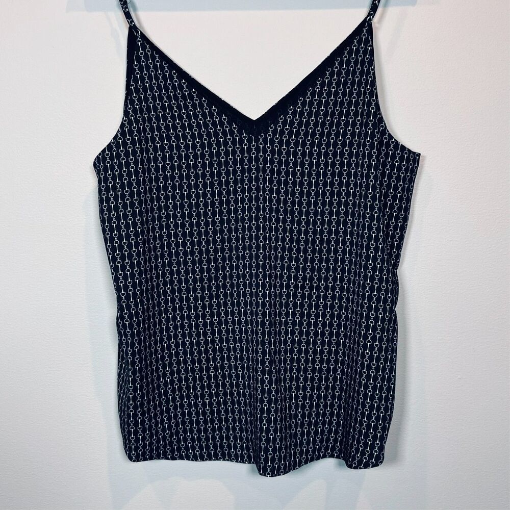 Express Black White Print Cami Top Adjustable Straps Sz L Office Siren Corpcore